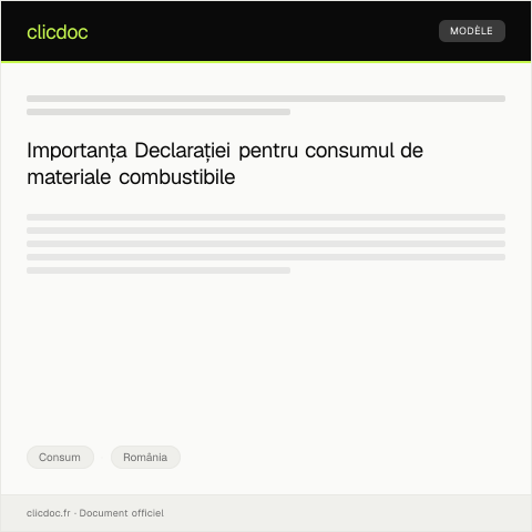 Document preview: Declarație pentru consumul de materiale combustibile în industrie — Consum, România